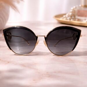 Fendi Black and Gold Cat-Eye Sunglasses